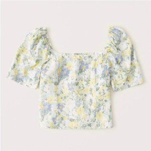 Abercrombie Linen-Blend Puff Sleeve Top